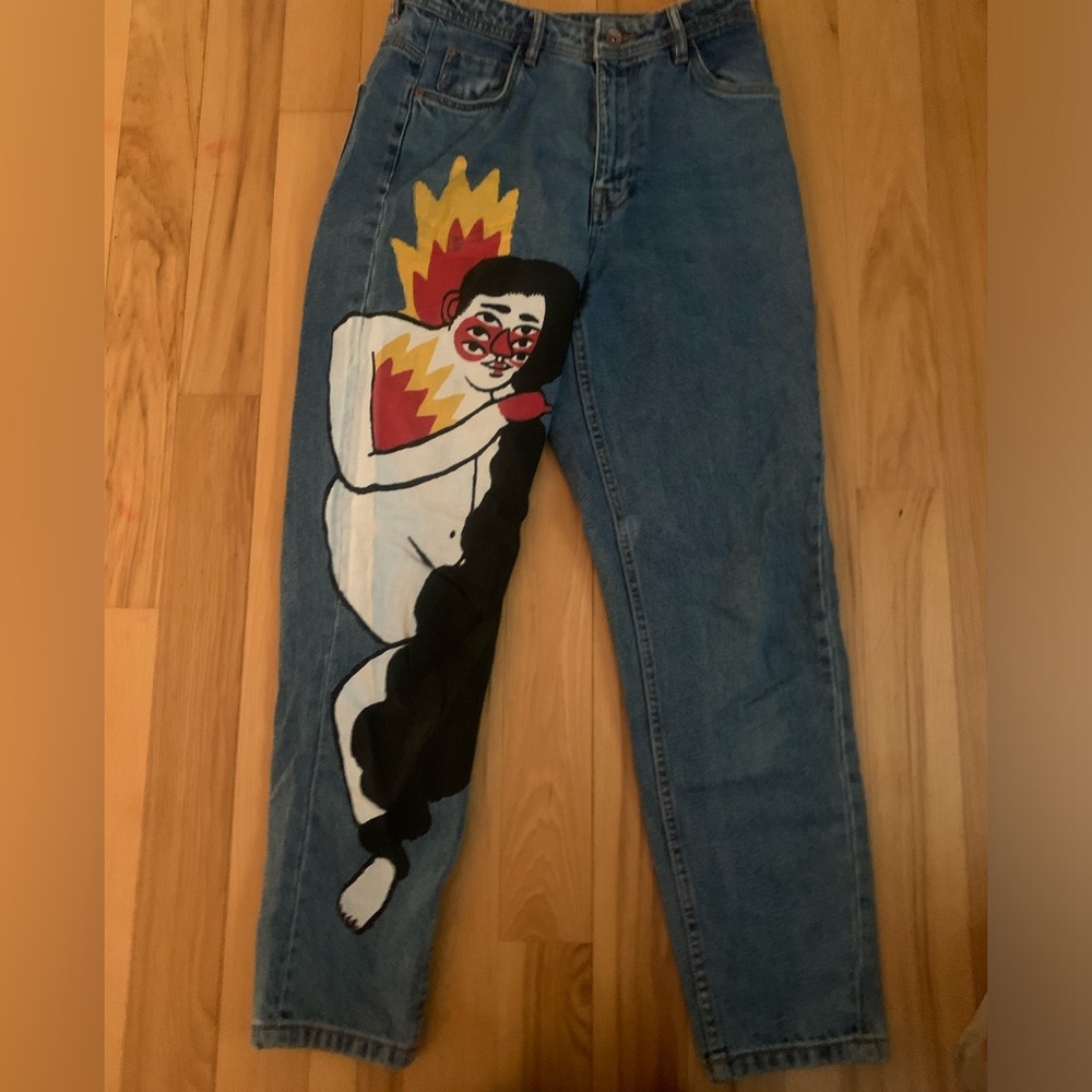 Zara painted jeans